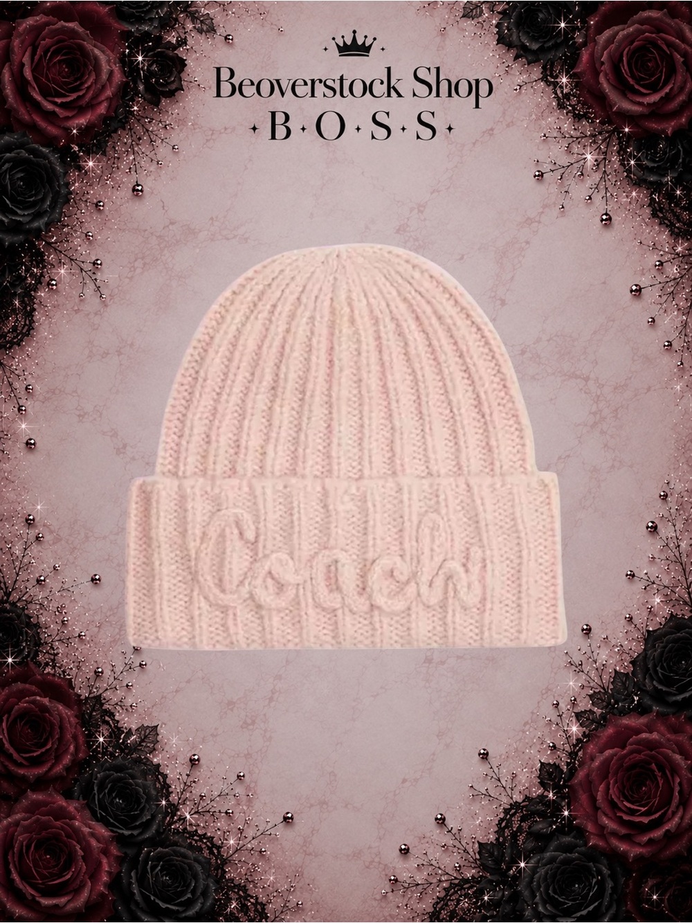 🔴New NWT Coach Script Knit Beanie Cozy Hat – Pink